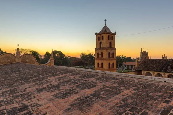 Kerk Van Jezuïeten Missie Bij Zonsondergang San Jose Chiquitos Bolivia — Stockfoto