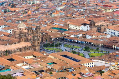 Cusco Beyaz İsa Mesih 'in heykelinden (Cristo Blanco), Peru