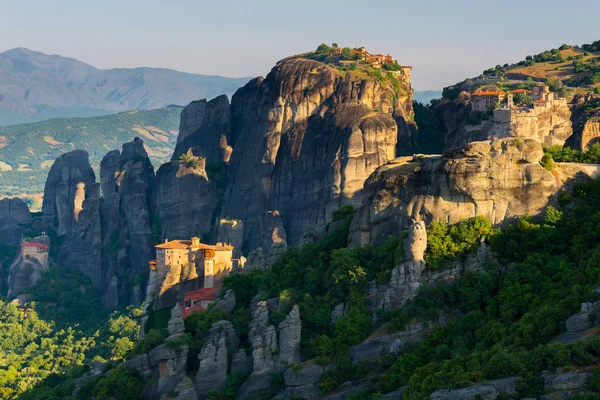 Mosteiros Meteora Nascer Sol Grécia — Fotografia de Stock