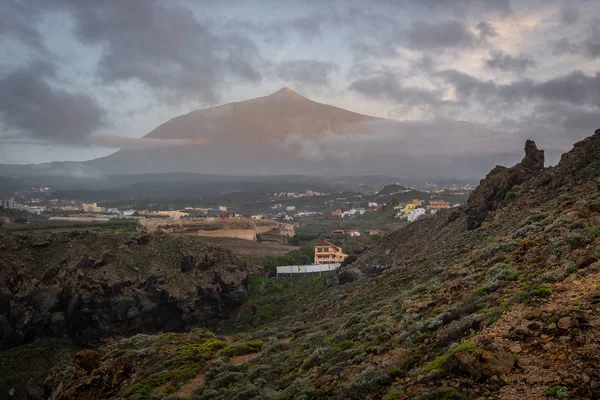 Piek Van Vulkaan Teide Vanuit Punta Juan Centellas Cape Tenerife — Stockfoto