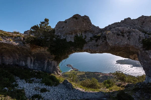 Spanya Cantabria Ojo Del Diablo Şeytanın Gözü Adlı Doğal Kemer — Stok fotoğraf