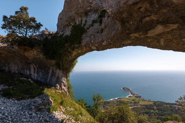 Natural Arch Called Ojo Del Diablo Eye Devil Cantabria Spain — Stock Photo, Image