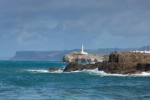 Faro Mouro Bahía Santander España — Foto de Stock