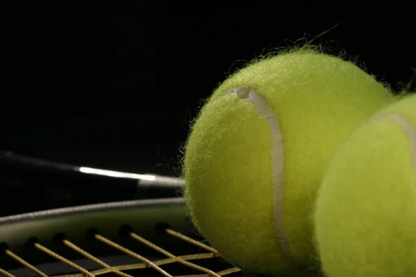Balle Tennis Sur Raquette — Photo