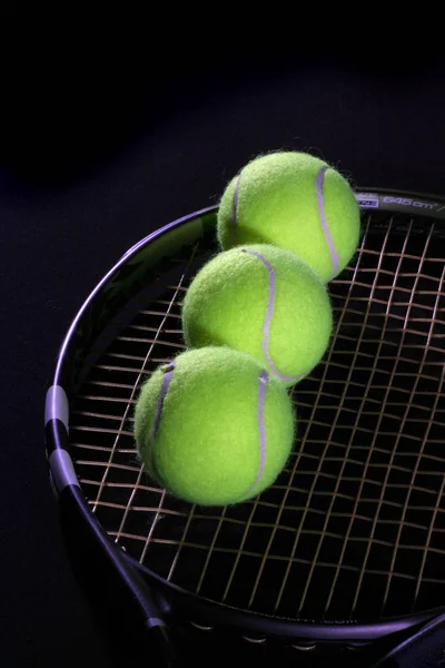 Balle Tennis Sur Raquette — Photo