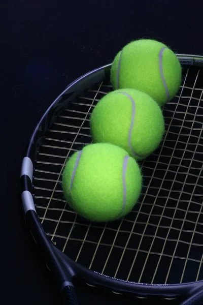 Balle Tennis Sur Raquette — Photo