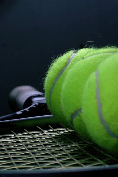 Balle Tennis Sur Raquette — Photo