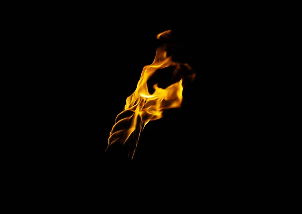 Пламя Факела Темноте Черном Фоне Огонь Виден — стоковое фото