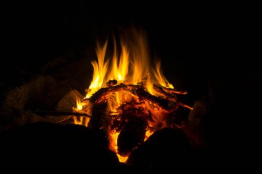 hangi doğal çırpı yanıklar, siyah bir arka plan bir yangında Alevi