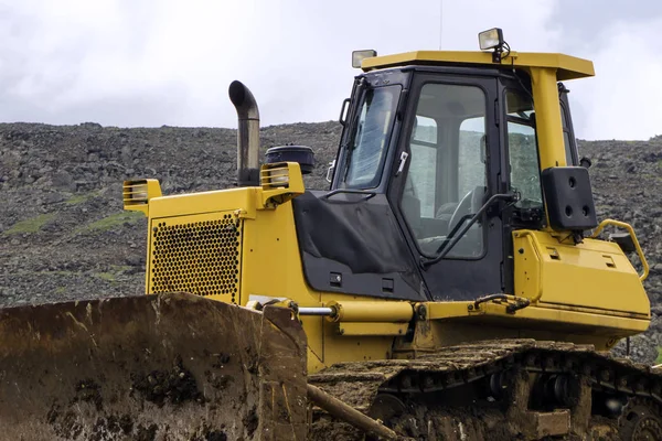 Bulldozer Sobre Construção Estradas Montanha — Fotografia de Stock