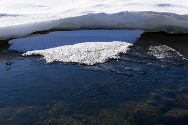 Lente Ontdooide Patch Het Ijs Van Rivier Een Zonnige Dag — Stockfoto