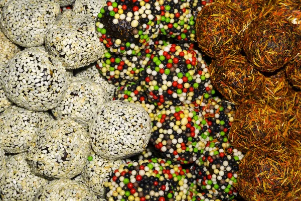 Background Multi Colored Balls Oriental Sweets — Stock Photo, Image