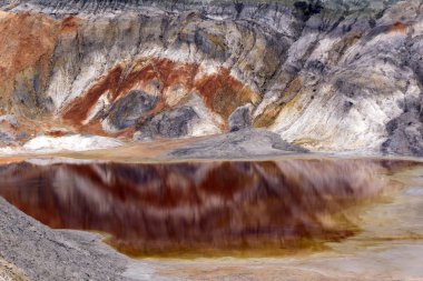 bir göl ile alt ve yamaç renkli mineraller kırmızı su ile kil Çöl Kanyon