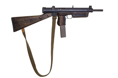 Vintage hafif makineli tüfek ile izole tuval kemer