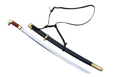 Beyaz artalanları izole kılıç kını ile kazak shashka