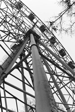 dönme, puslu kasvetli akşam weathe kış ağaçların dalları ile görünür parçası