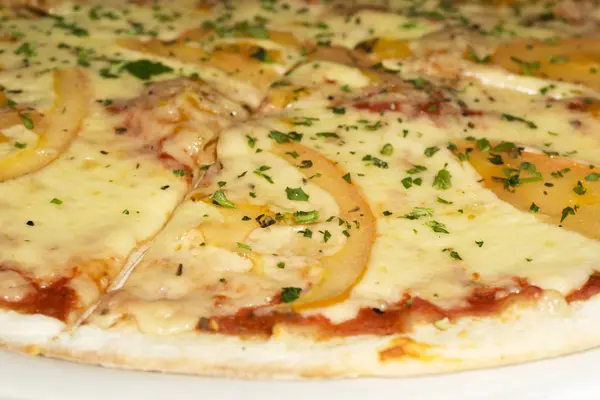 Traditionelle Klassische Italienische Pizza Margarita Nahaufnahme — Stockfoto