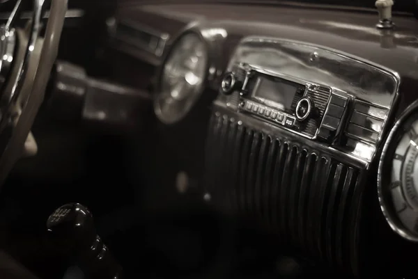 Fundo Borrado Estilizado Como Foto Monocromática Velho Fragmento Interior Carro — Fotografia de Stock