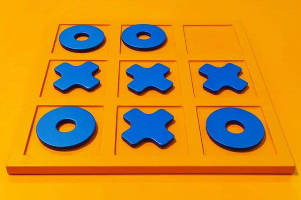 Brädspel Tic Tac Toe Blå Siffror Ett Ljust Orange Fält — Stockfoto