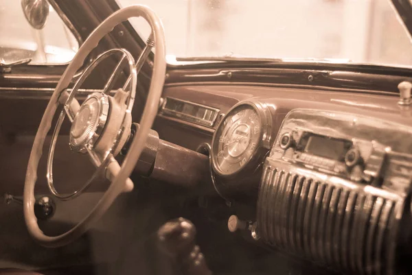 Fundo Desfocado Interior Carro Vintage Estilo Como Uma Velha Foto — Fotografia de Stock