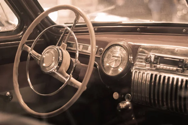 Fundo Desfocado Interior Carro Vintage Estilo Como Uma Velha Foto — Fotografia de Stock