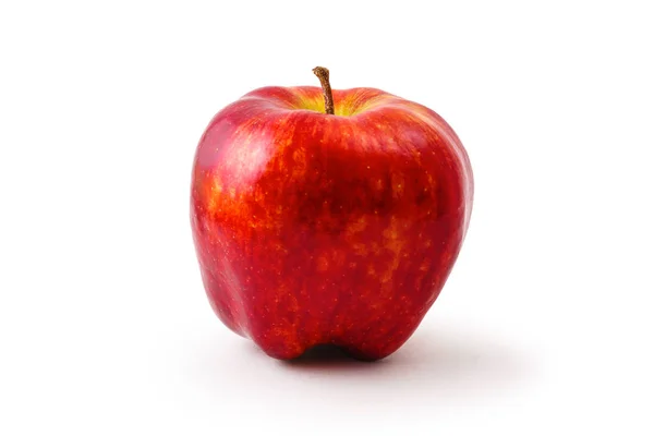 Dojrzałe Czerwone Jabłko Bliska Białym Tle — Zdjęcie stockowe