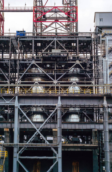 industrial background - fragment of delayed coking unit against the sky