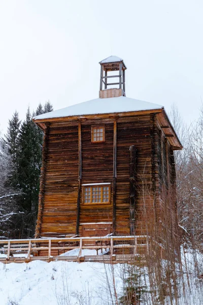Ancient Brine Lifting Tower Wooden Log Building Representing Drilling Rig — Stock Photo, Image