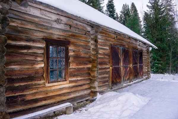Historic Wooden Building Village Fire Station Winter Landscape — Stock Photo, Image