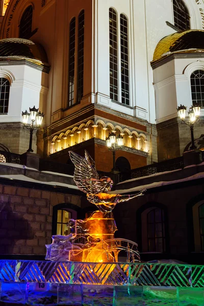 Yekaterinburg Ryssland Januari 2019 Juldekorationer Gjorda Nära Ortodox Kyrka Natten — Stockfoto