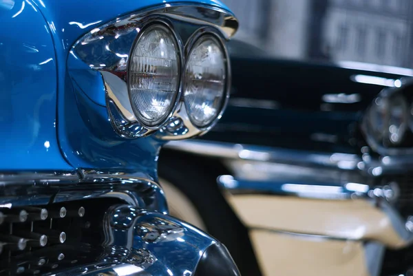 Fragmento Frente Carro Luxo Vintage Azul — Fotografia de Stock