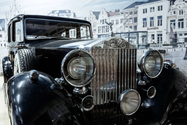 Yekaterinburg Russland Januar 2019 Vorderteil Eines Schwarzen Noblen Oldtimers Retro — Stockfoto