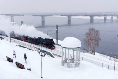 kış manzara bir buharlı tren ile