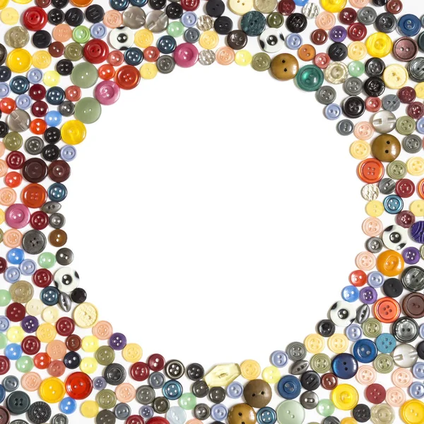 Tło z rama okrągła - wielobarwny przyciski na biały su — Zdjęcie stockowe