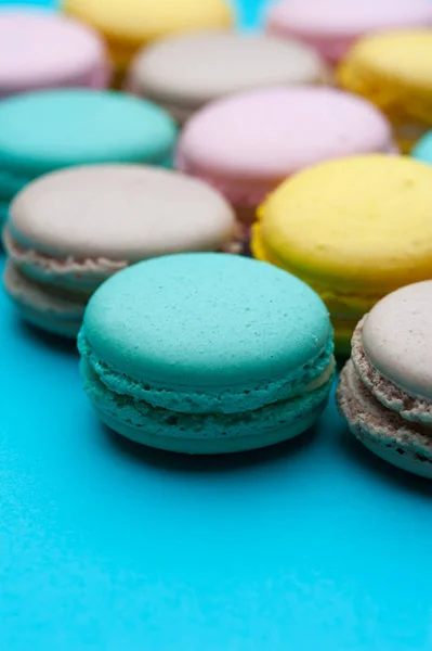 Macaroons pastel francês, vista superior — Fotografia de Stock