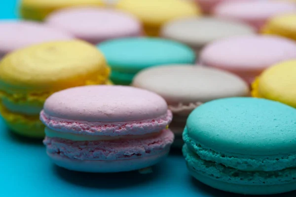 Macaroons pastel francês, vista superior — Fotografia de Stock