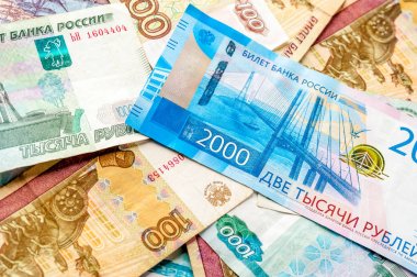 Farklı Rus rublesi arka plan.