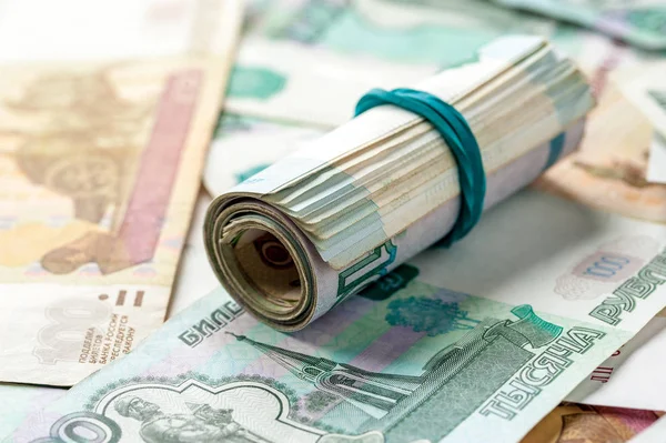 Rublos rusos fondo — Foto de Stock