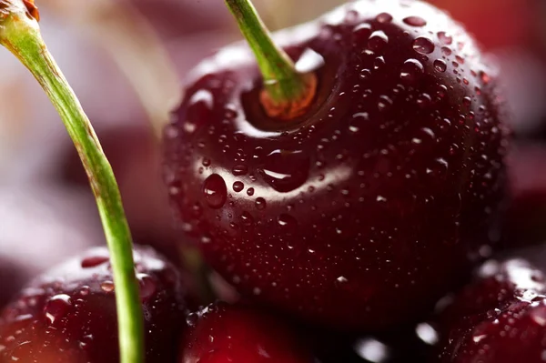 Крупный план мокрые красные ягоды с капли воды. — стоковое фото