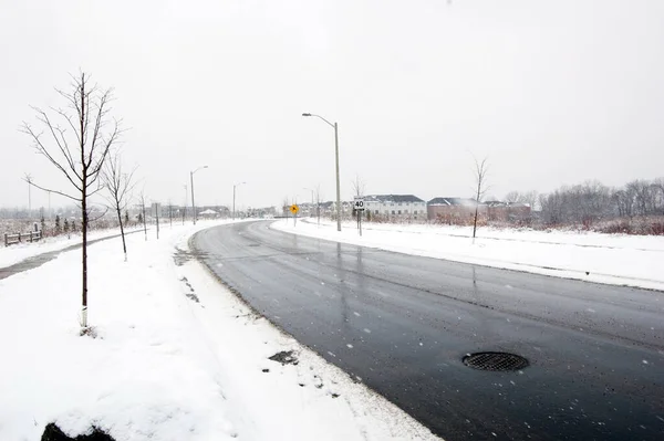 Estrada Cidade Após Queda Neve — Fotografia de Stock