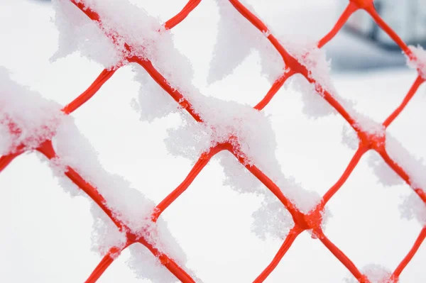 Plastic Fence Snow Background — Stock Photo, Image