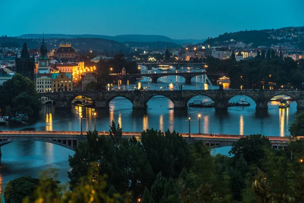 Vista Praga Casas Ciudad Sobornos Edificios — Foto de Stock