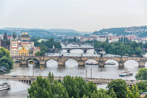 Vue Des Maisons Ville Des Ponts Des Bâtiments Prague — Photo