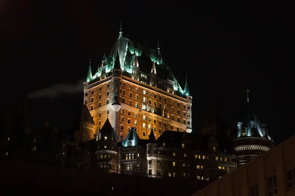 Chateau Frontenac Por Noche Quebec City Canadá — Foto de Stock