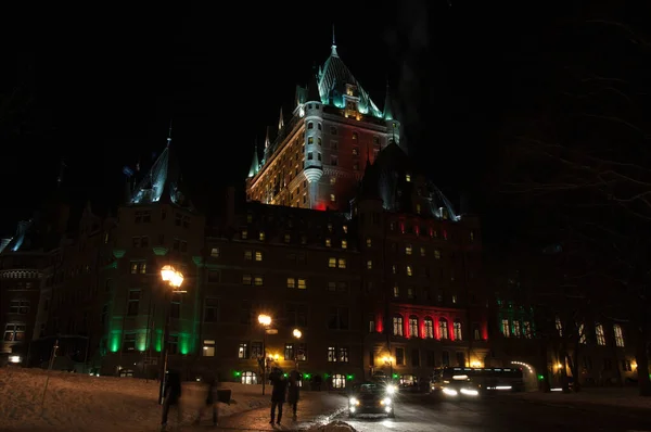 Chateau Frontenac Нічний Час Квебек Канада — стокове фото