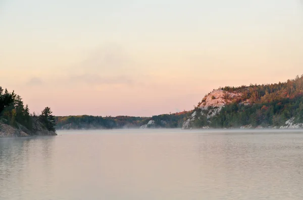 Alba Sopra Lago Foresta Nel Parco Killarney Canada — Foto Stock