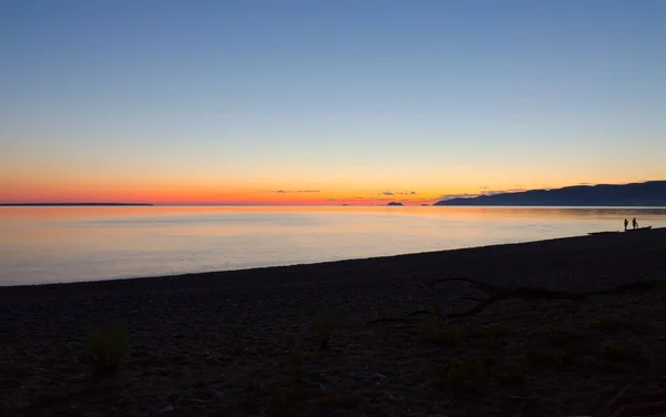 Sunset Dan Kano Perjalanan Superior Lake — Stok Foto
