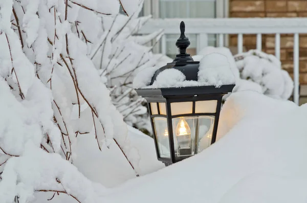 Invierno Nieve Pequeña Ciudad Canadiense —  Fotos de Stock