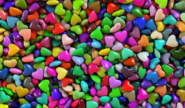 Разноцветные Сердца Фоновая Текстура Сердец День Святого Валентина Рендеринг — стоковое фото