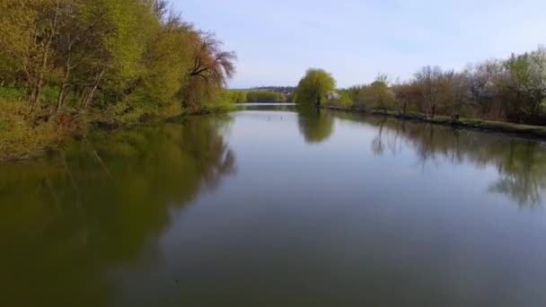 Luftaufnahme Fliegen Über Den Schönen Fluss Luftaufnahme — Stockvideo